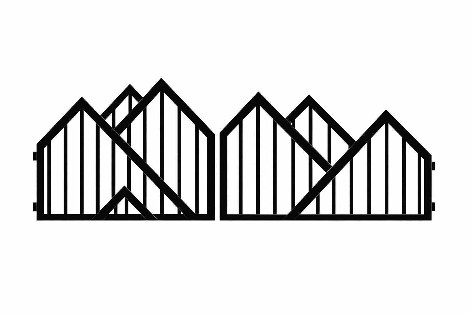Mountain peaks silhouette driveway gate design