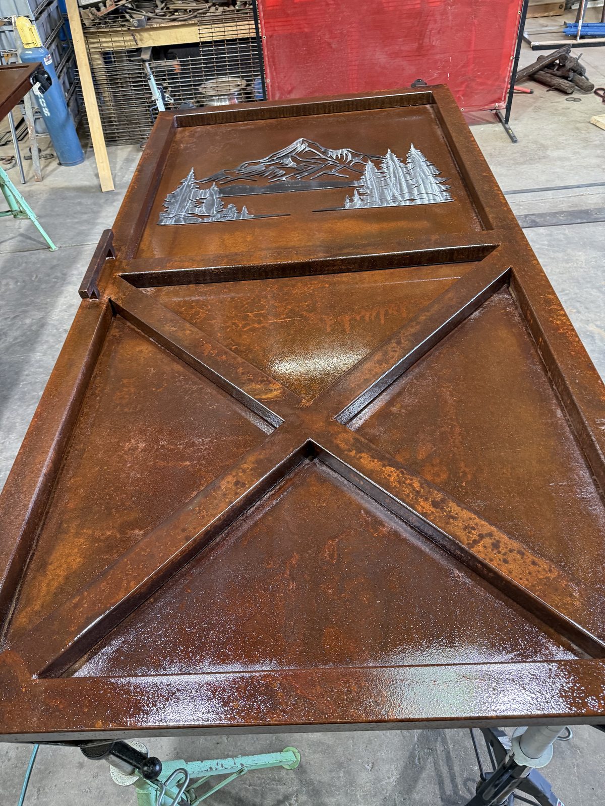 Dig Set Go Gate fabrication in the Mountain Valley Welding workshop